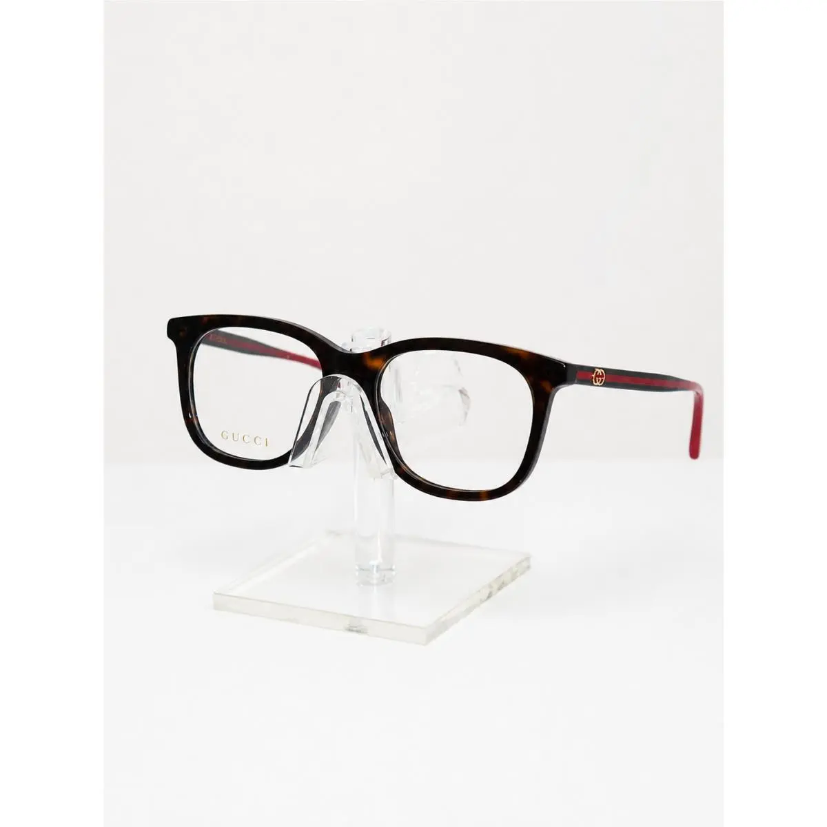 GG1990O 006 Eyeglasses Tortoise Dark Green Red Temples by Gucci