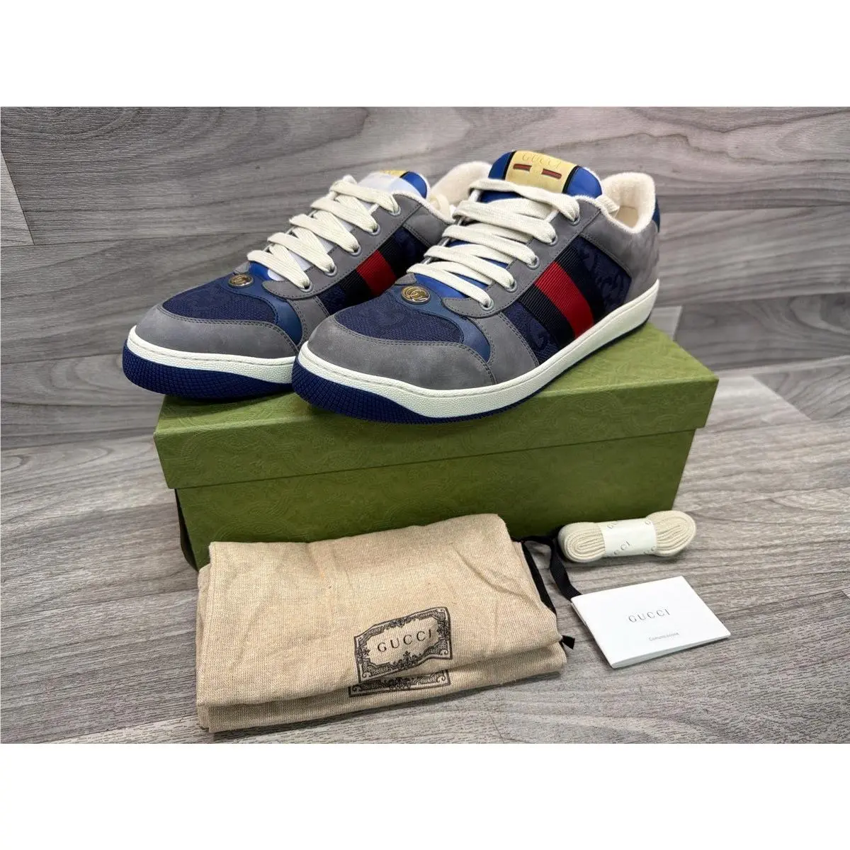 Gucci Screener GG Sneaker Grey Suede Men`s Size 11 A1D024840