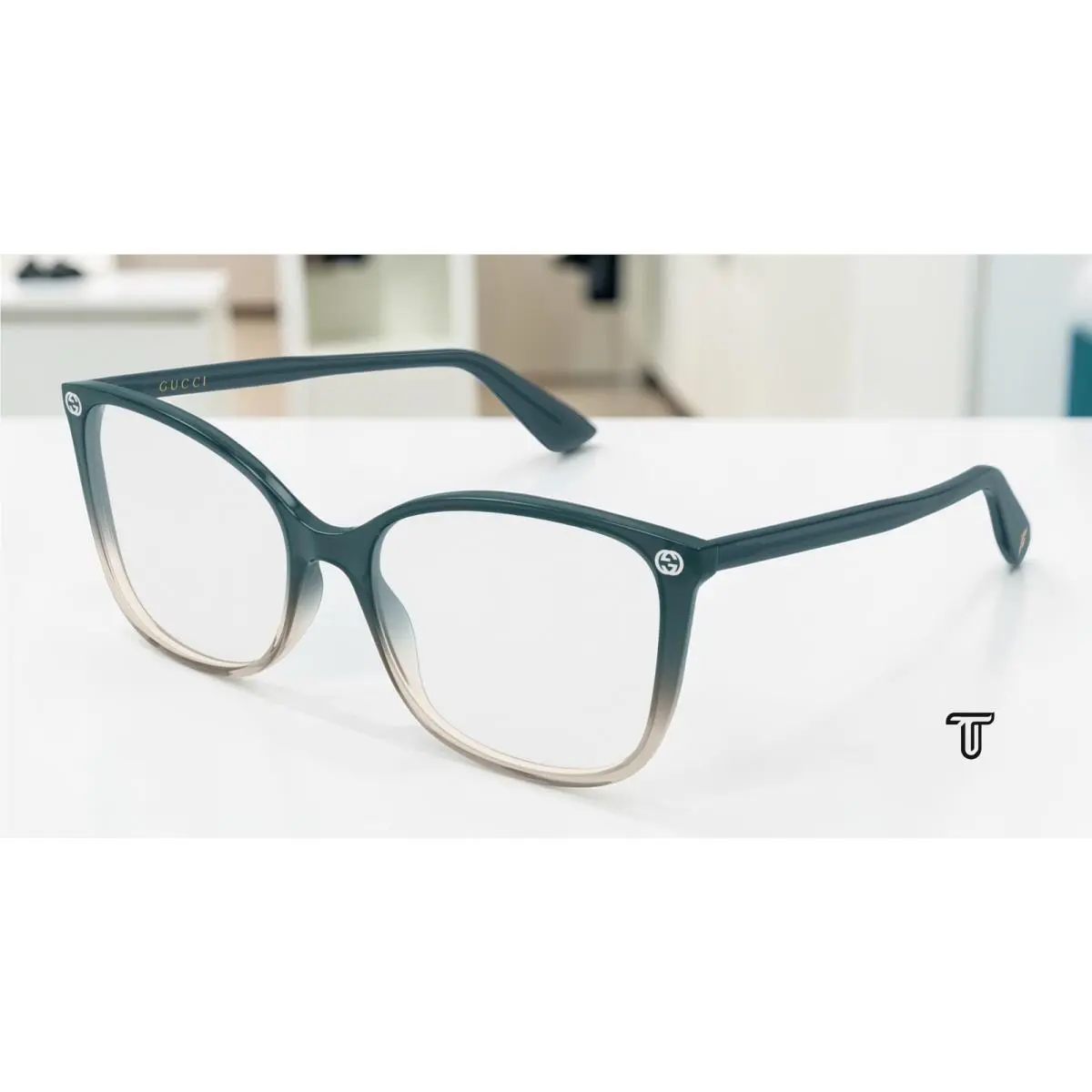 GG0026O 030 Cat Eye Grey Blue Demo Lens 53 mm Women`s Eyeglasses by Gucci