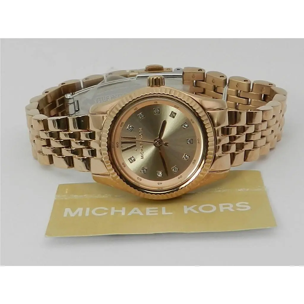 Michael Kors Women`s Lexington Three-hand Rose Gold-tone Stainless Steel Watch