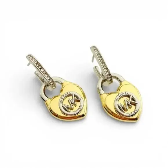 Heart Locker Drop Earrings in Silver/gold. Retail by Michael Kors