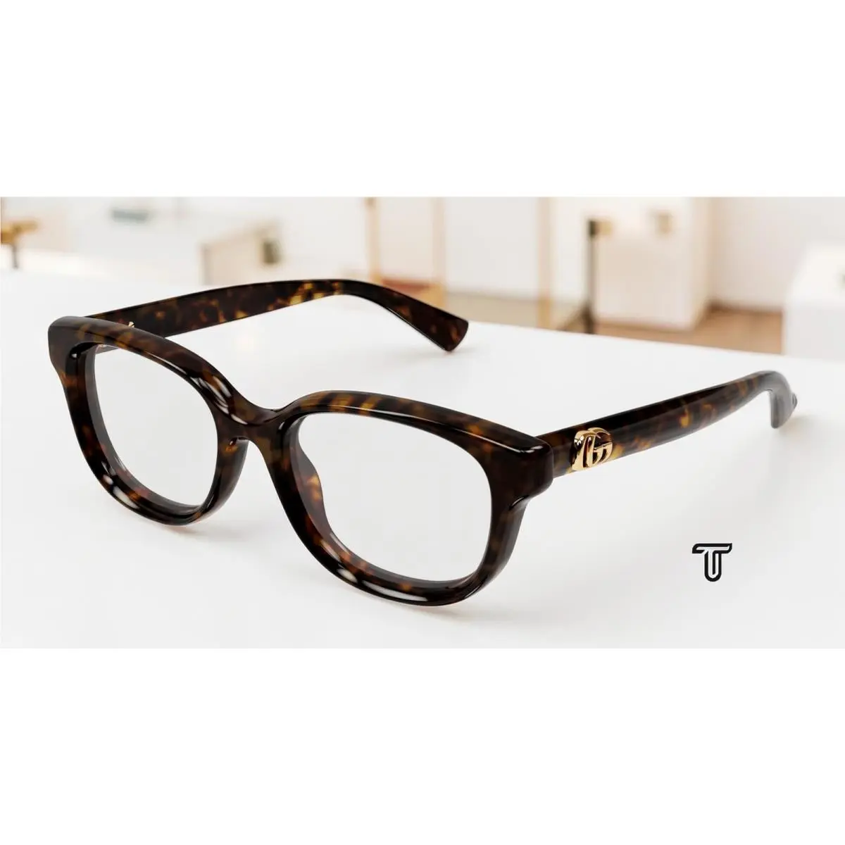 GG1978O 002 Rectangular Squared Havana Demo Lens 52 mm Women`s Eyeglasses by Gucci