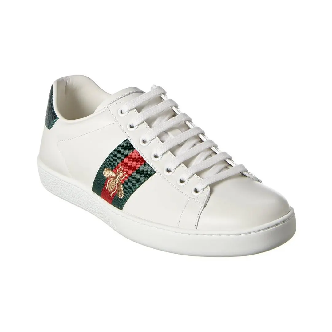 Ace Embroidered Leather Sneaker Women`s 36.5 by Gucci
