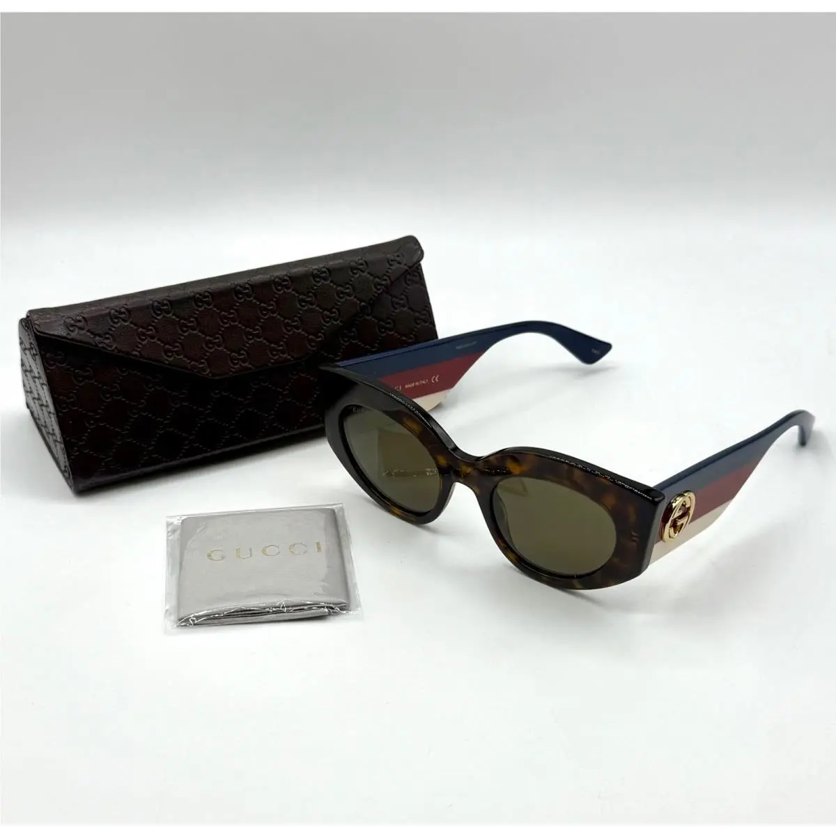 Havana Cat Eye Acetate Sunglasses Sylvie Web Logo 504323 1909 by Gucci