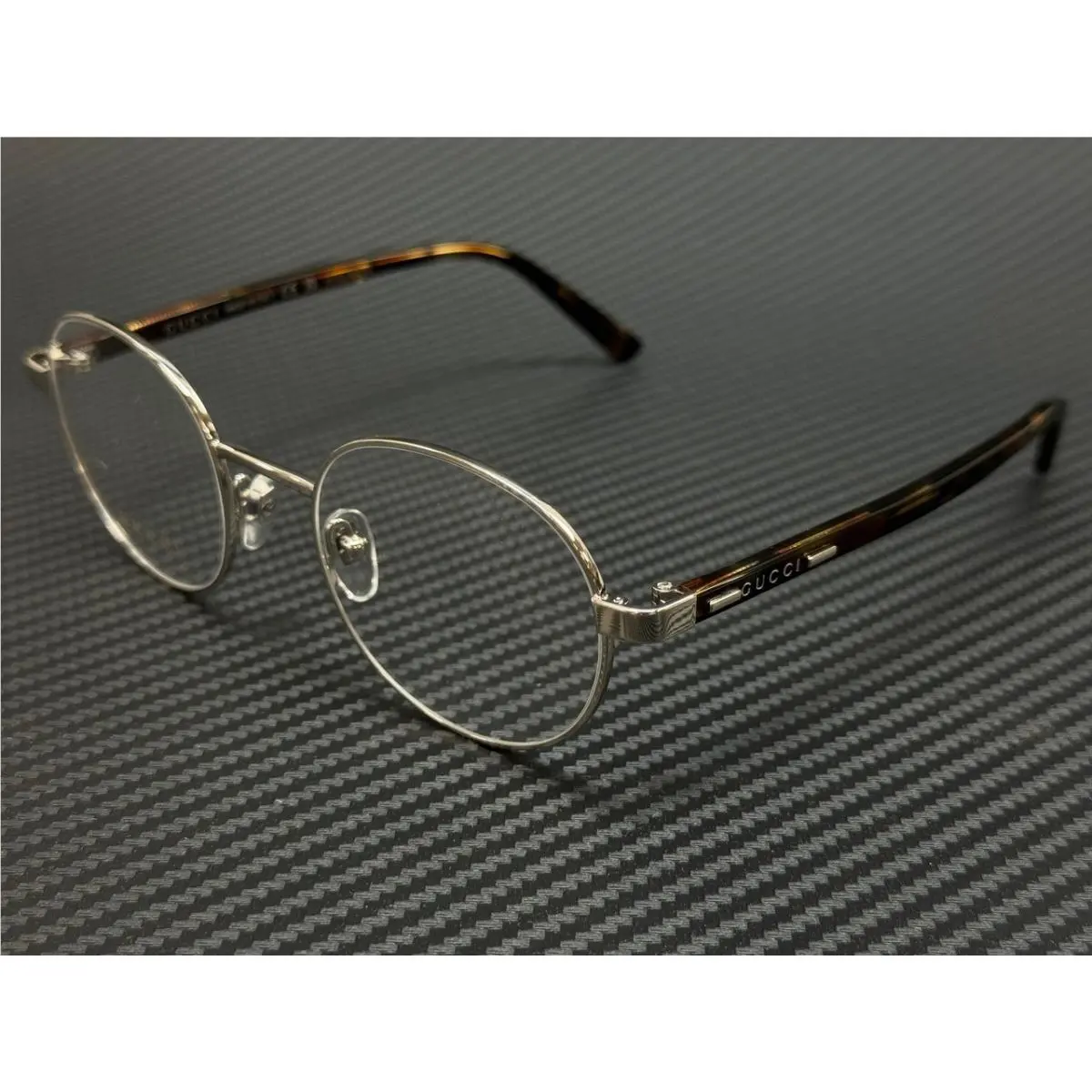 GG1585O 002 Silver Havana Small Men`s 51 mm Eyeglasses by Gucci