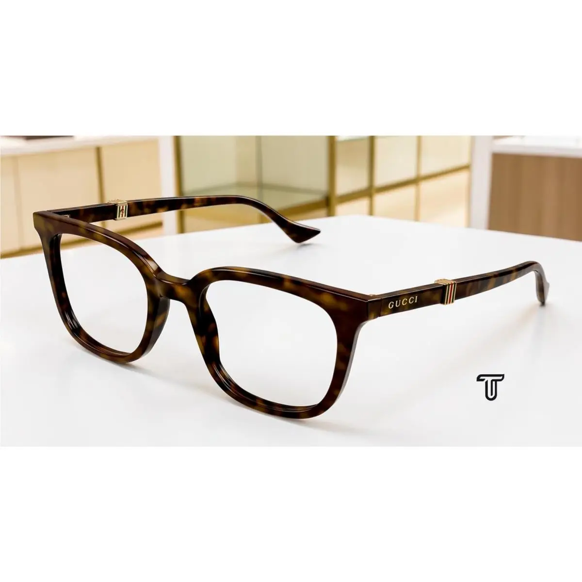 GG1497O 006 Rectangular Squared Havana Demo Lens 52 mm Men`s Eyeglasses by Gucci