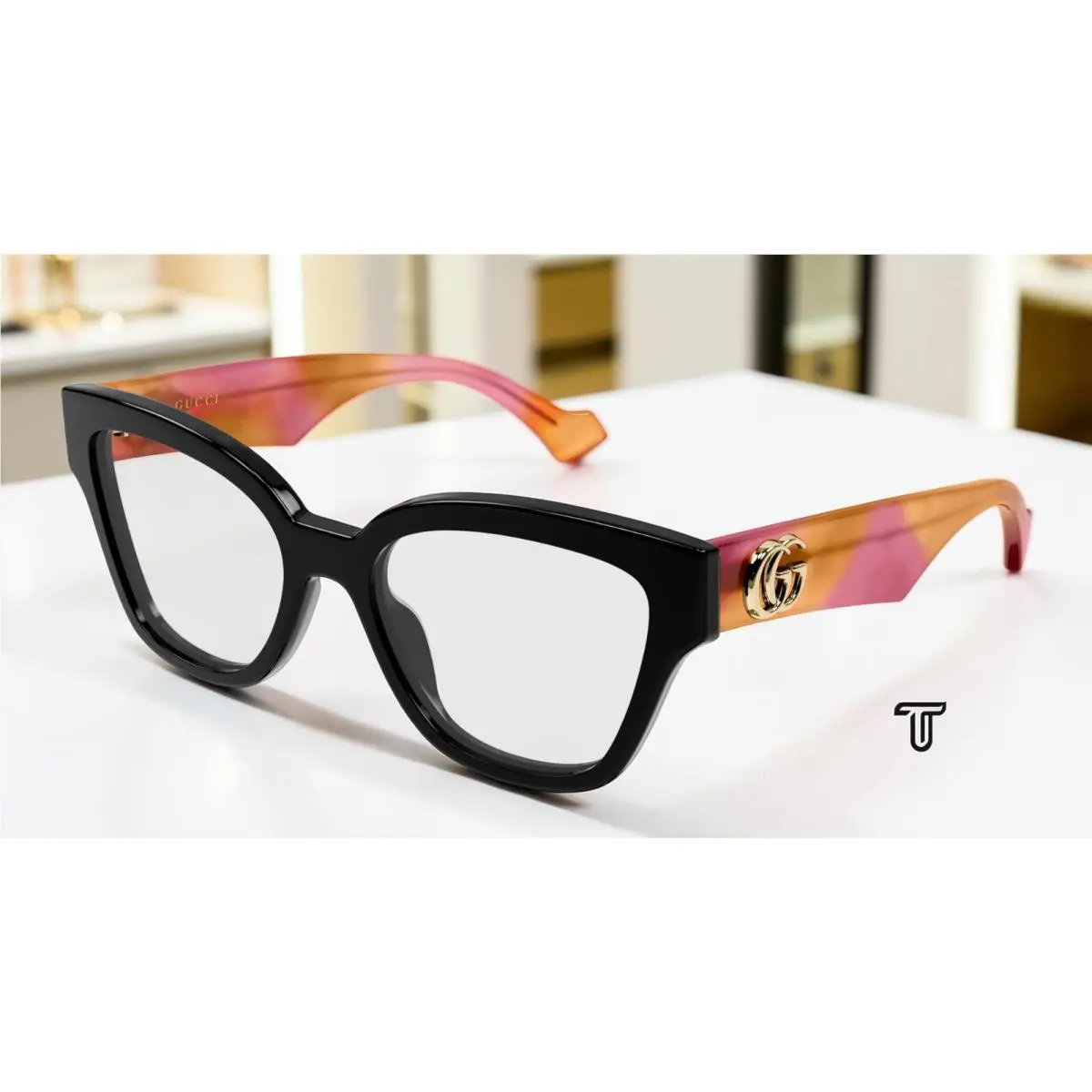 GG1424O 017 Round Panthos Black Havana Demo Lens 54 mm Women`s Eyeglasses by Gucci