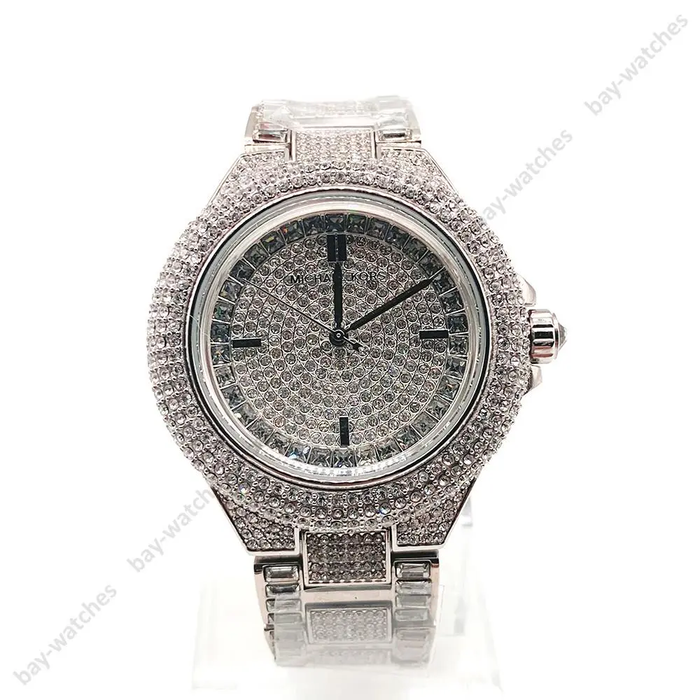 MK5869 Camille Silver Crystal Pave Glitz Dial Luxury Women`s Watch by Michael Kors