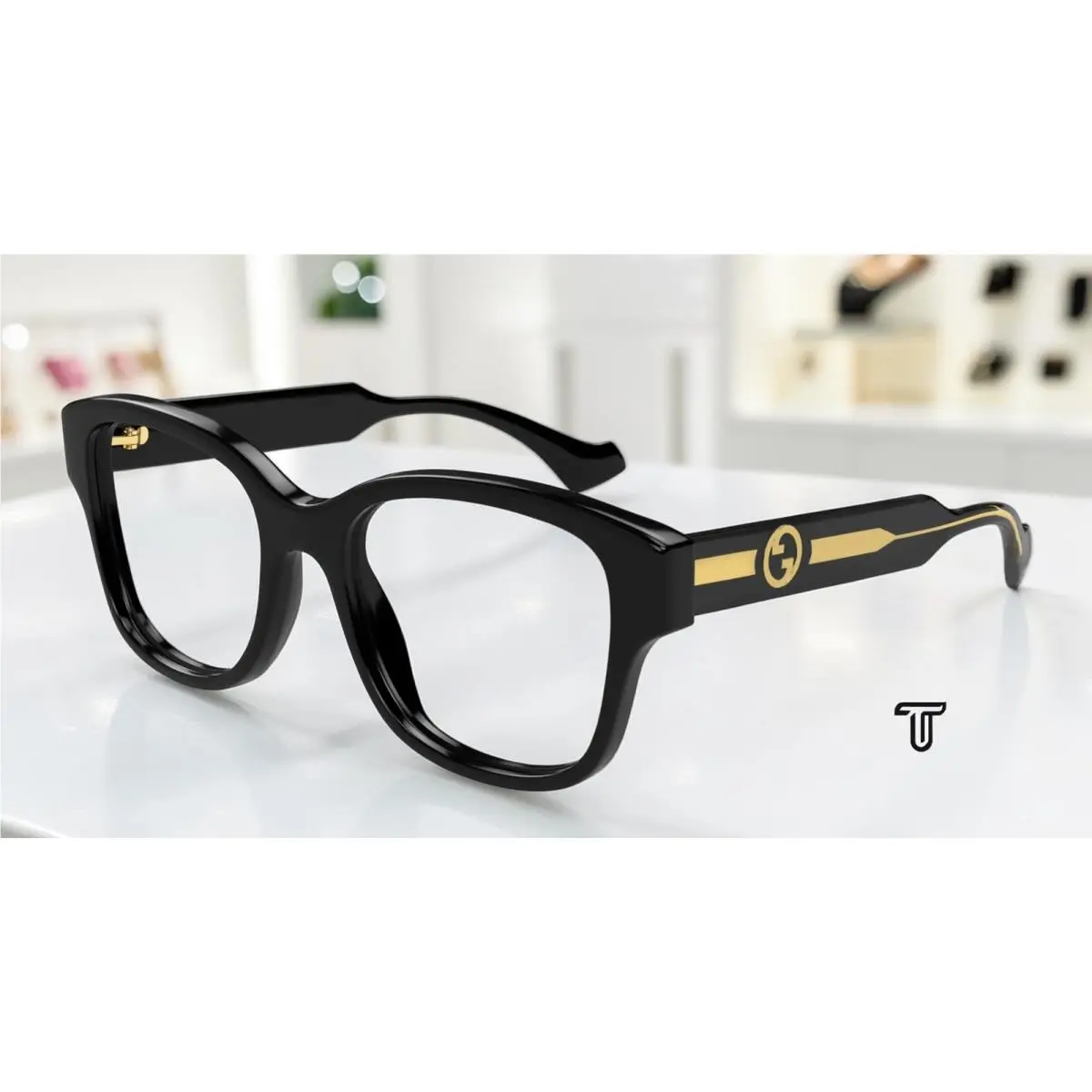 GG1775O 001 Rectangular Black Crystal Demo Lens 54 mm Women`s Eyeglasses by Gucci