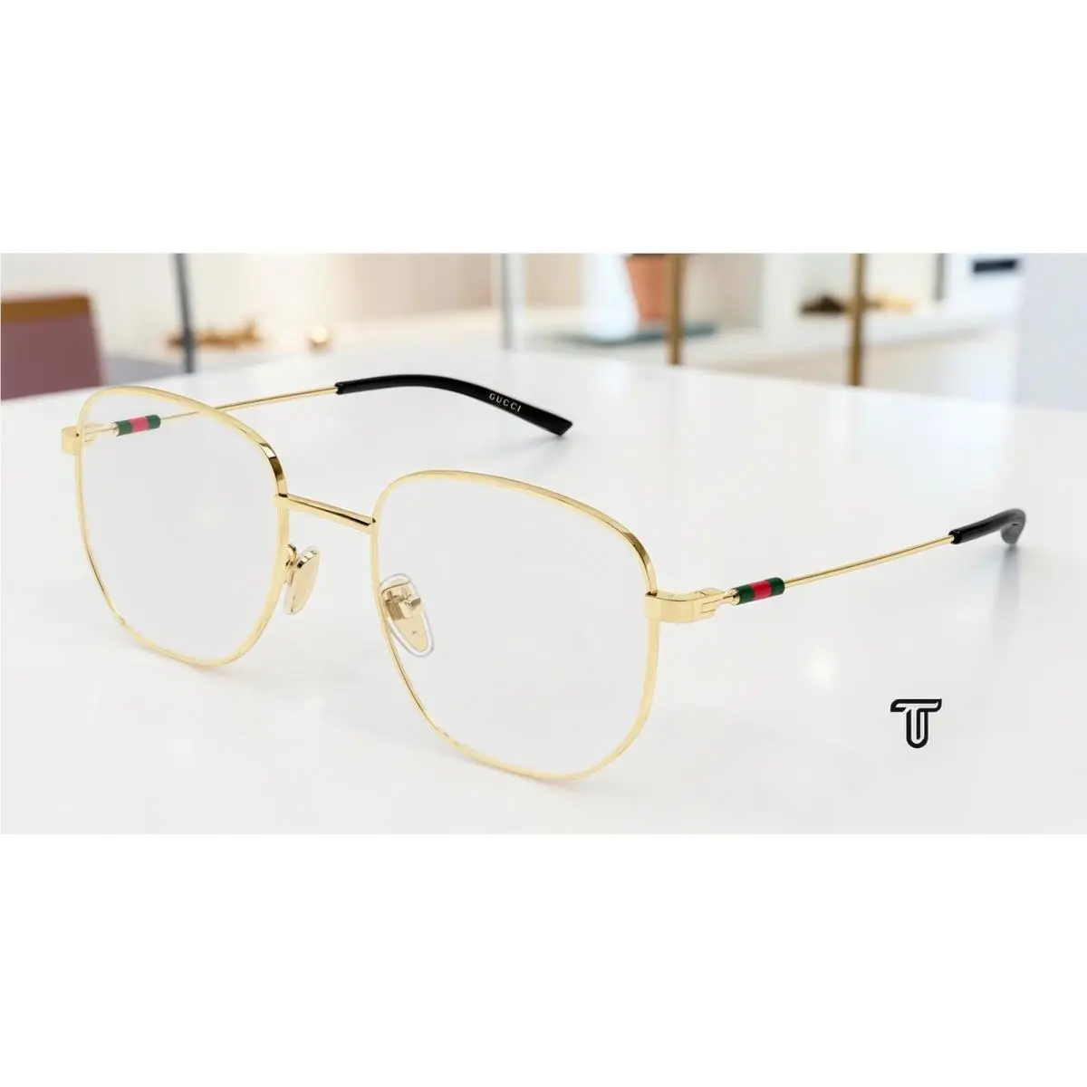 GG2140OK 001 Round Oval Panthos Gold Demo Lens 53 mm Unisex Eyeglasses by Gucci