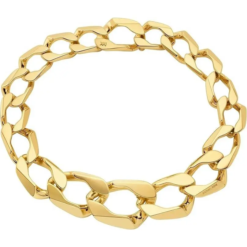 Michael Kors Gold Tone Precious Brass 14K Plated LG Curb Link Necklace MKJ8456