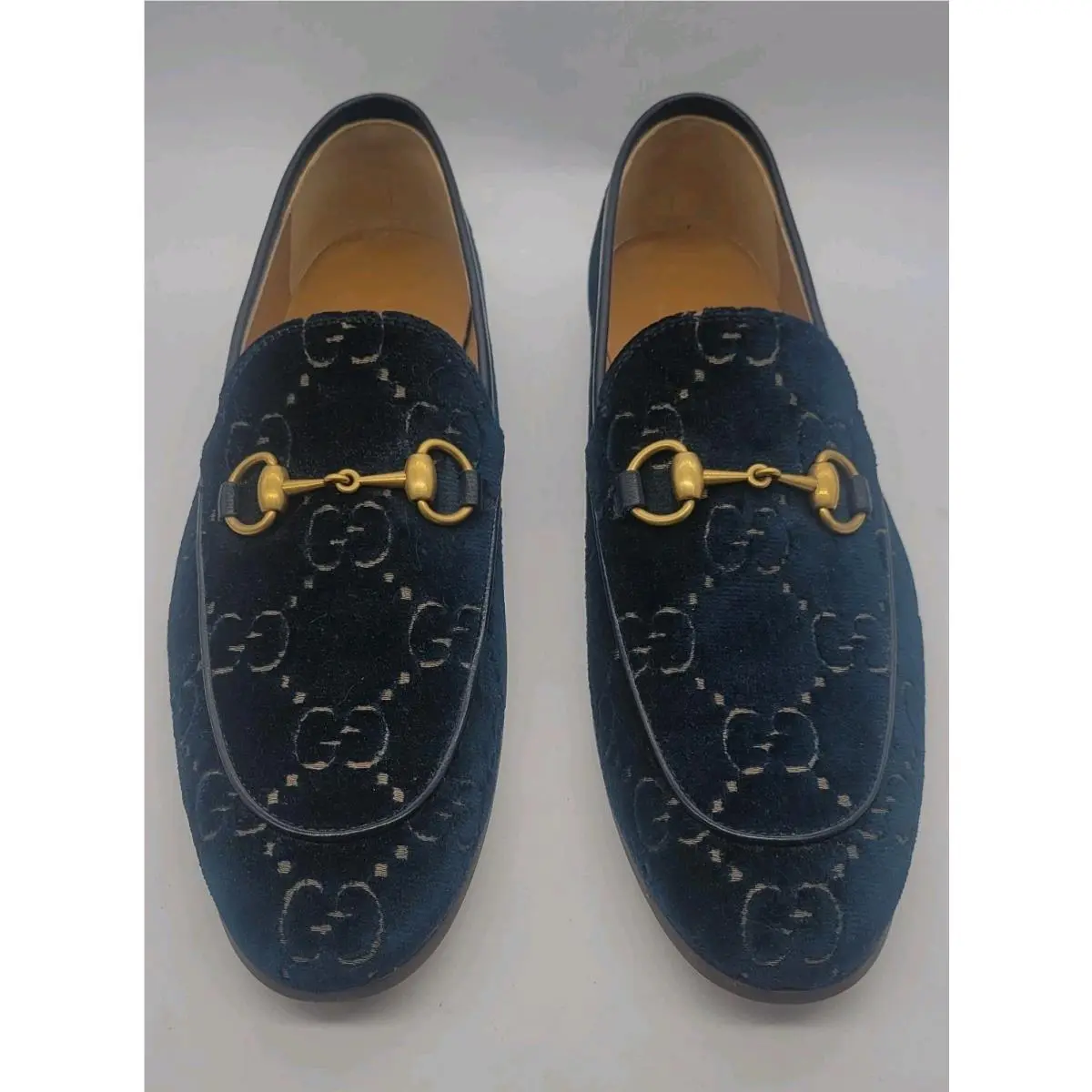 Gucci Loafers Jordaan Velvet Horsebit Guccissima Shoes Men`s 8.5 US