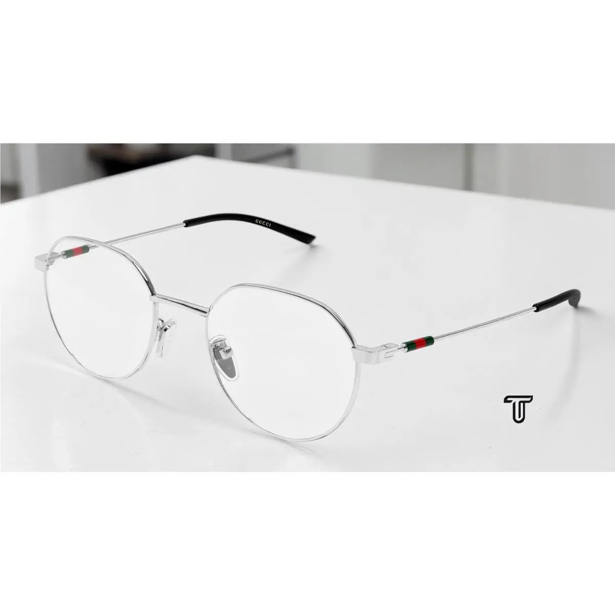 GG2141OK 001 Round Oval Panthos Silver Demo Lens 51 mm Unisex Eyeglasses by Gucci
