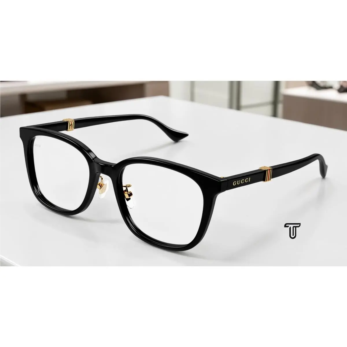 GG1500OK 001 Round Oval Panthos Black Demo Lens 53 mm Men`s Eyeglasses by Gucci