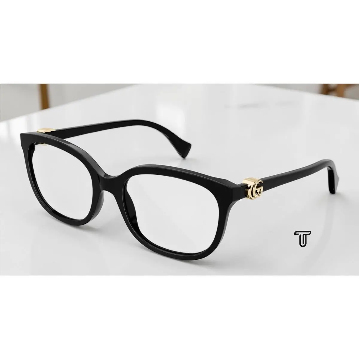 GG1075O 004 Rectangular Black Shiny Demo Lens 54 mm Women`s Eyeglasses by Gucci