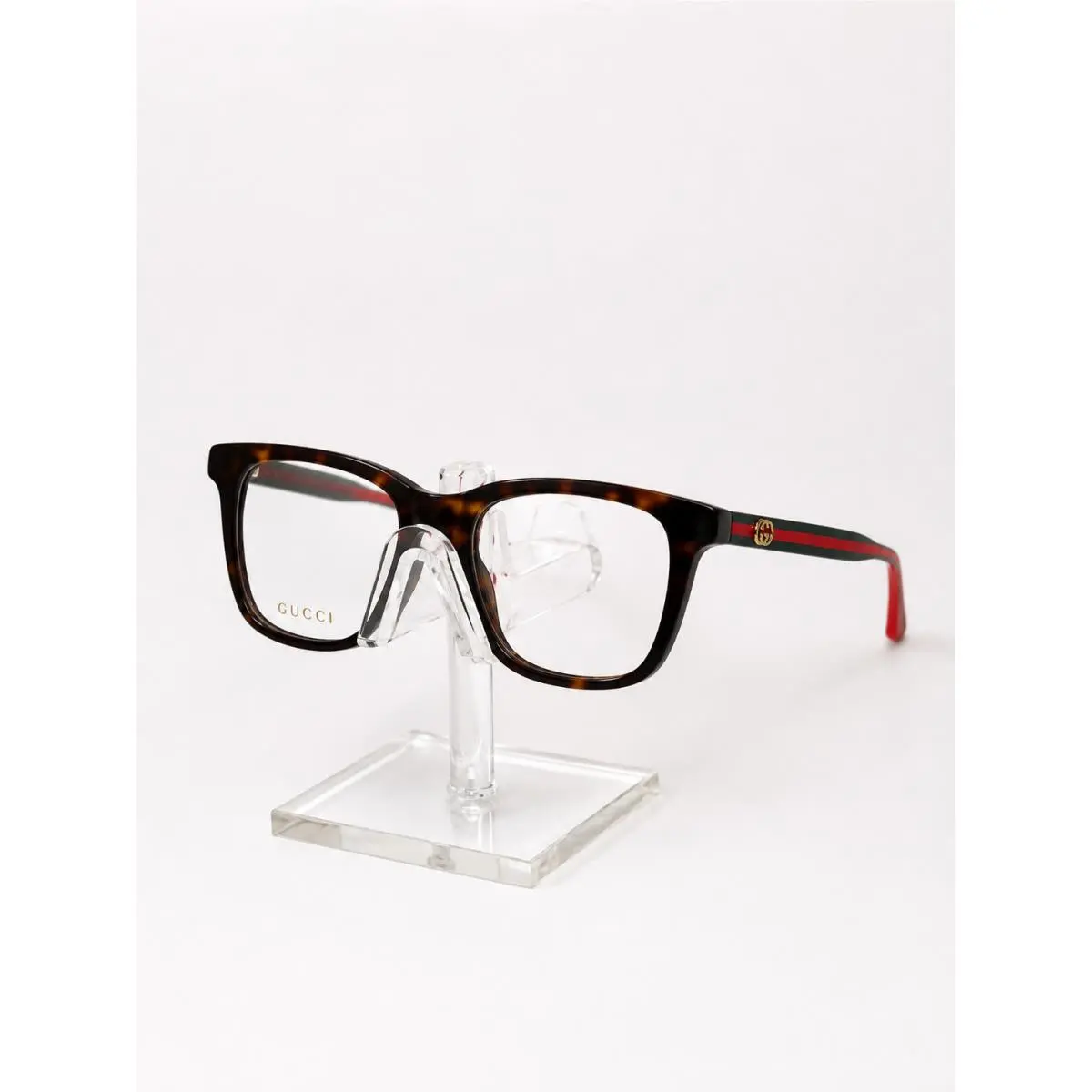 GG1870O 006 Eyeglasses Tortoise Frames with Dark Green and Red Temples by Gucci
