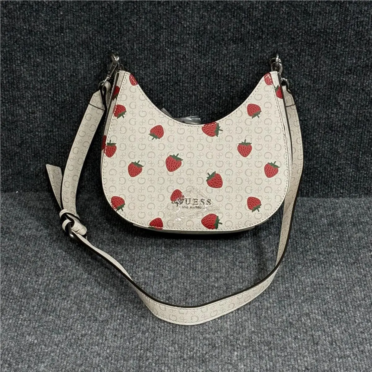 Crossbody Bag Womens Pink Strawberry Easley Mini Leather Hobo Logo by Guess