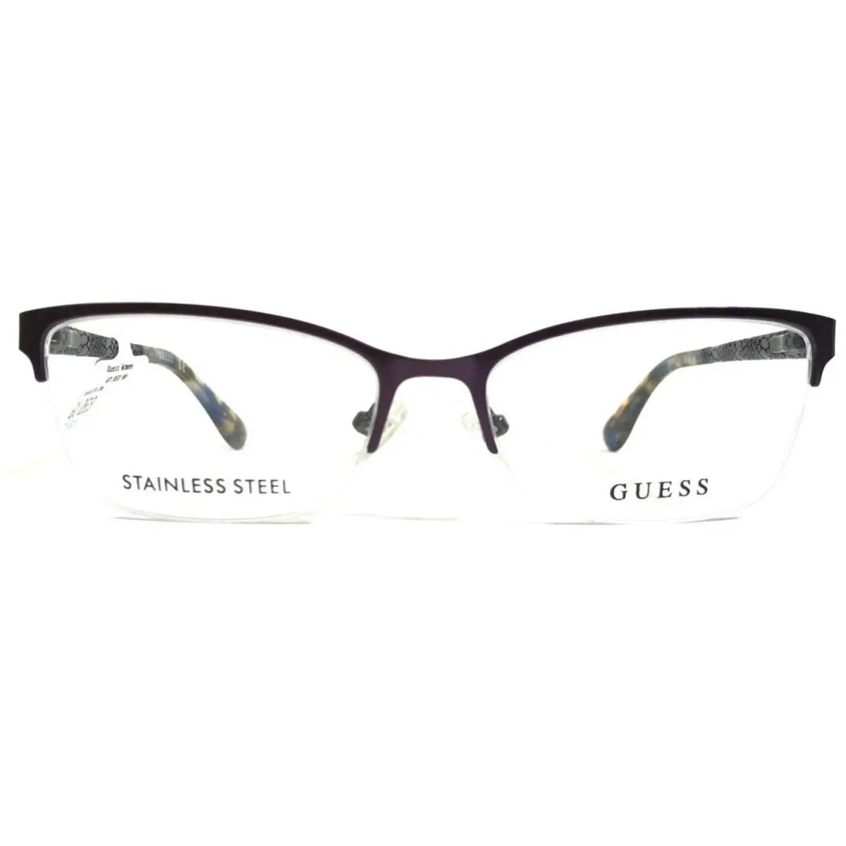 Guess Eyeglasses Frames GU2613 091 Purple Tortoise Cat Eye Half Rim 52-16-135