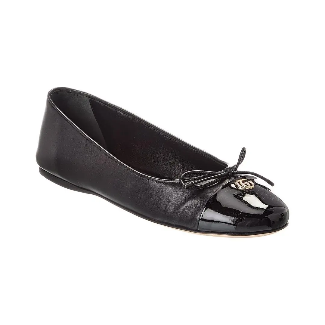 Double G Leather Ballet Flat Women`s Black 36 by Gucci