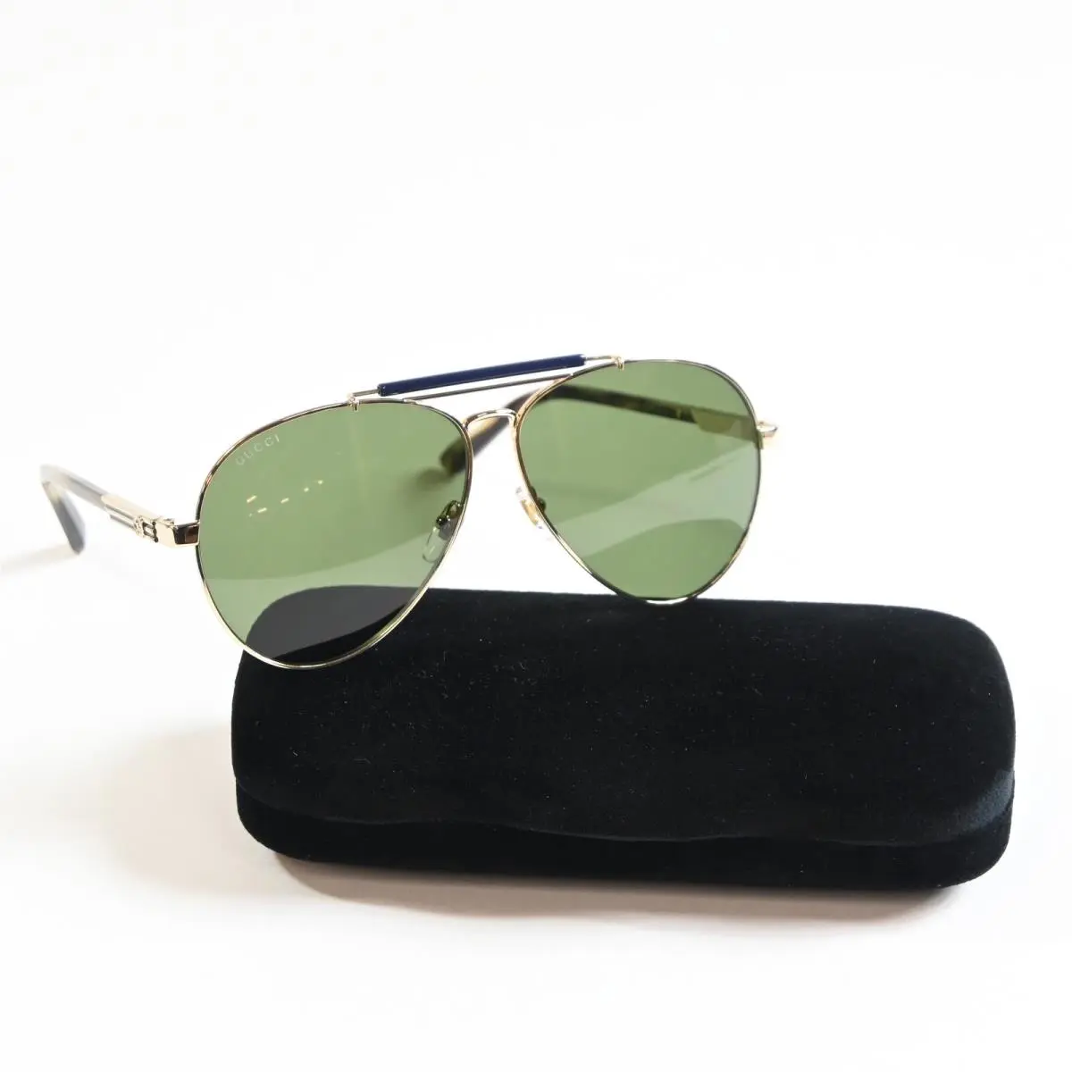 GG1287S 003 Mens Sunglasses Gold/green 61mm by Gucci