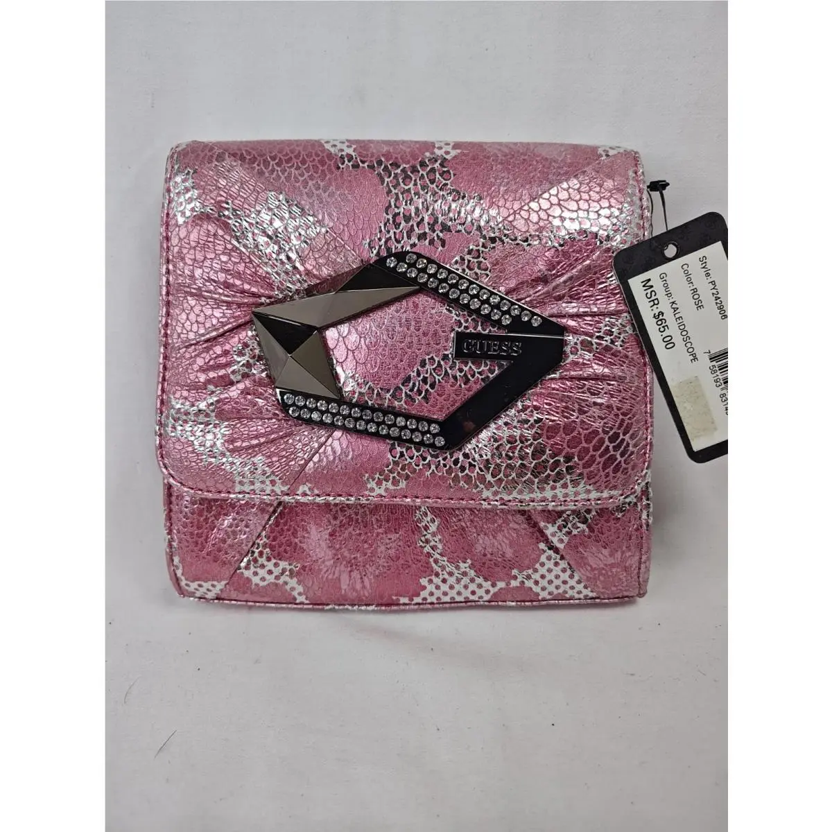 Guess Kaleidoscope Rose Metallic Snakeskin Rhinestone Flap Bag PY242906