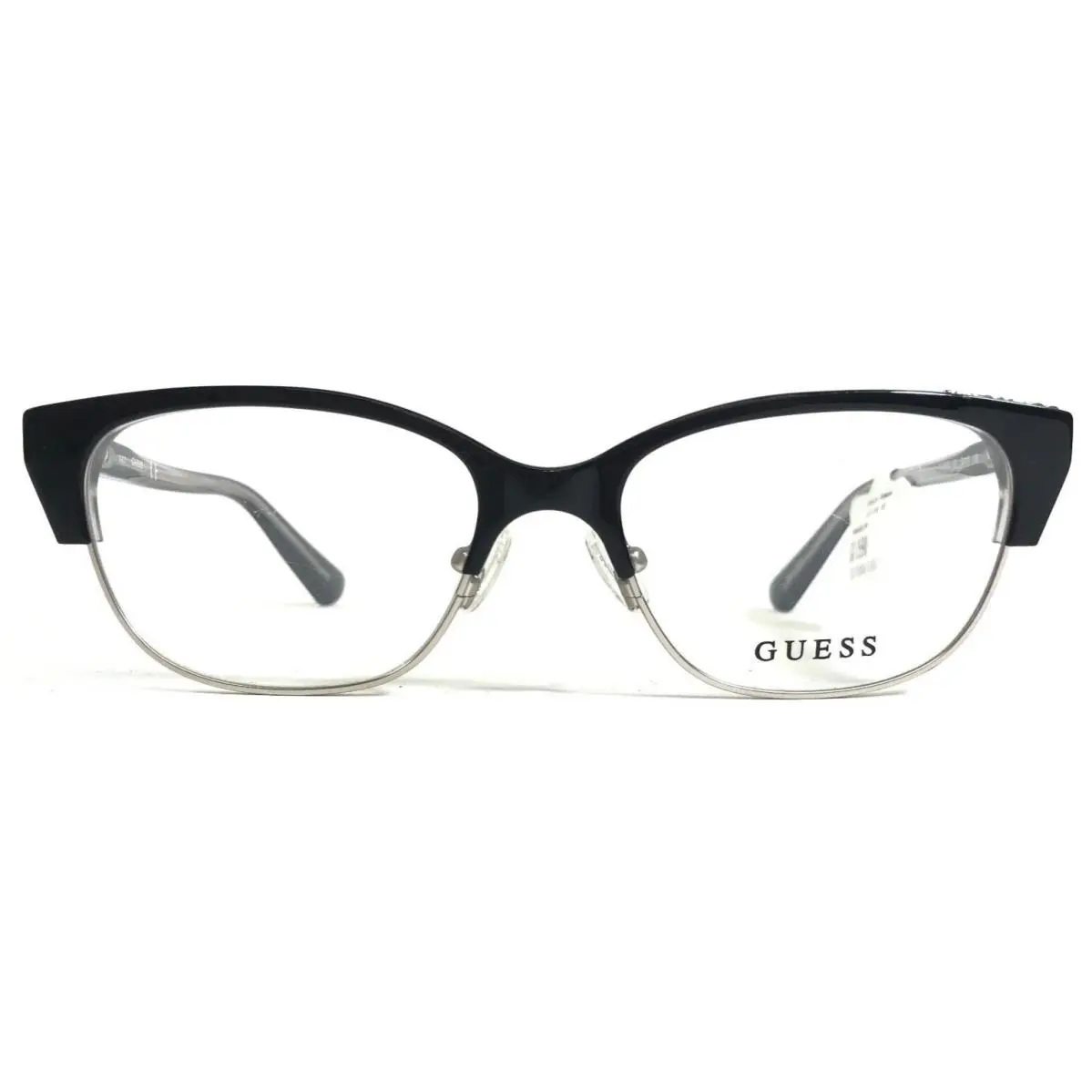 Guess Eyeglasses Frames GU2590 001 Black Silver Cat Eye Full Rim 52-17-135