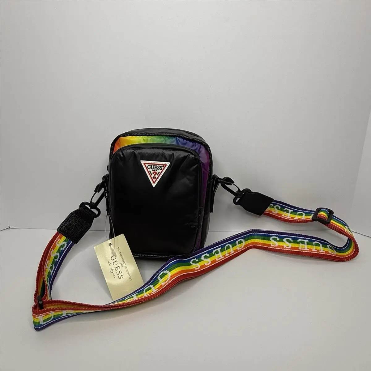 Guess Pride Rainbow Ombré Nylon Camera Bag Double Zip Crossbody Rainbow Strap