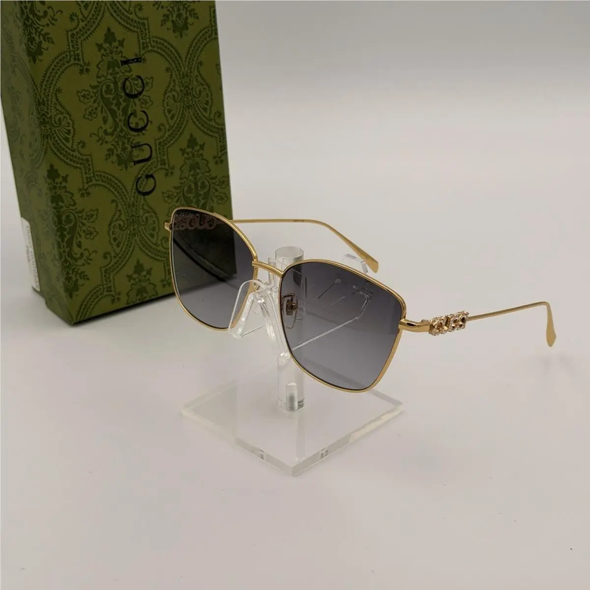 Gucci GG1914SA 001 Butterfly Womens Sunglasses Gold Grey Gradient Ships Today