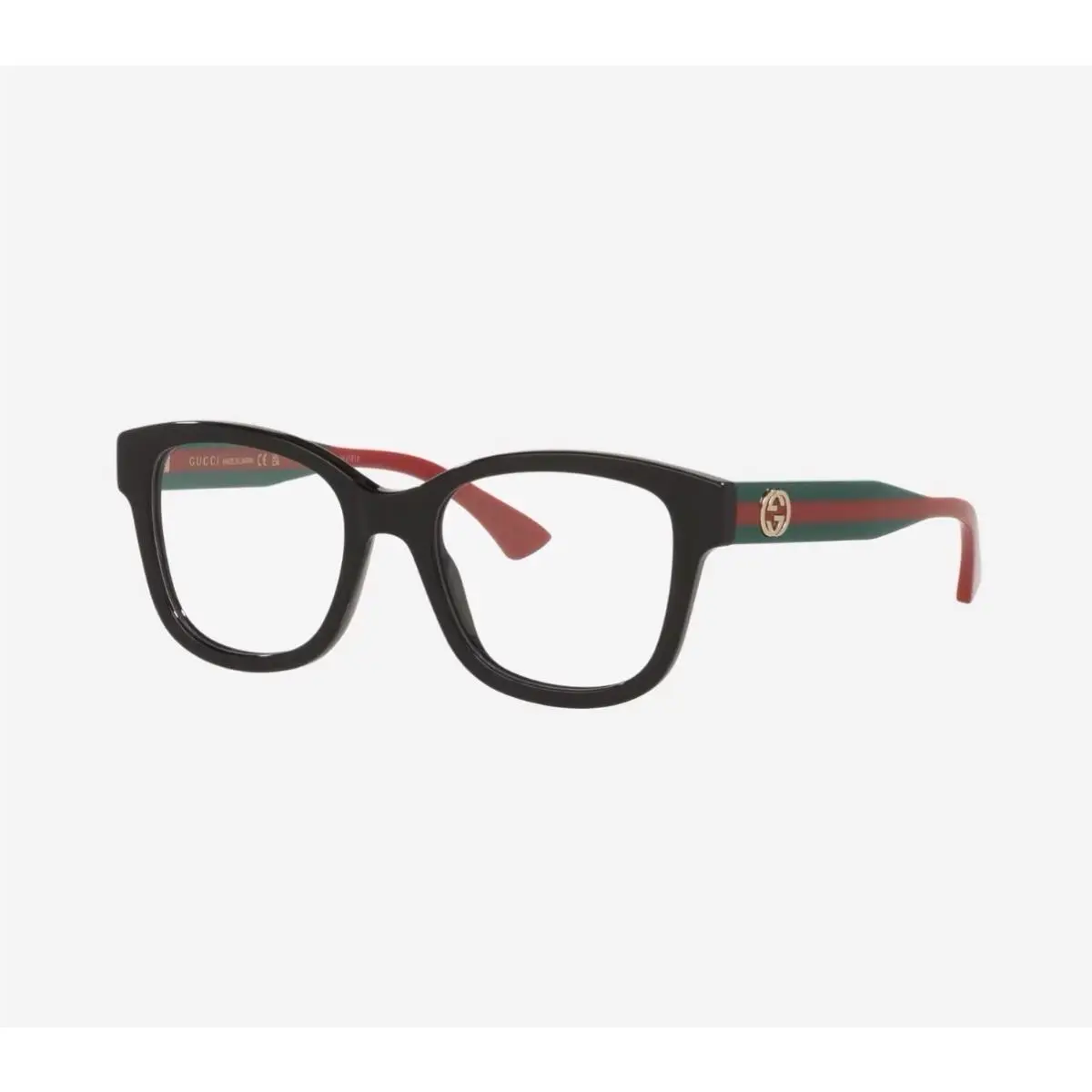 GG0278O 011 Black Green Red Web Stripe Rectangular Eyeglasses 55-15 by Gucci