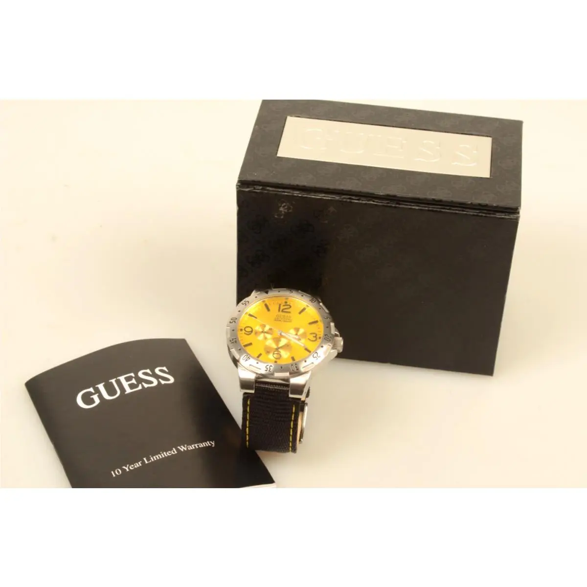 Vintage  Watch G75885G Yellow Gold with Black Band - Needs Battery by Guess
