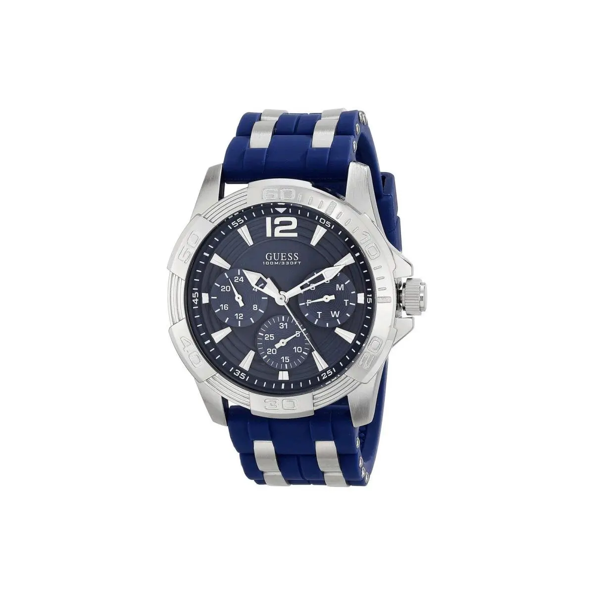 Guess Iconic Blue Stainless Steel Stain Resistant Blue/silver Tone/blue