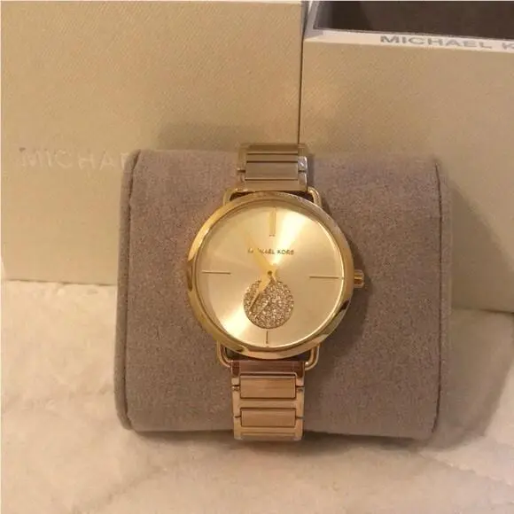 Women MK3639 `portia` Crystal Gold-tone Stainless Steel Watch 8807 by Michael Kors