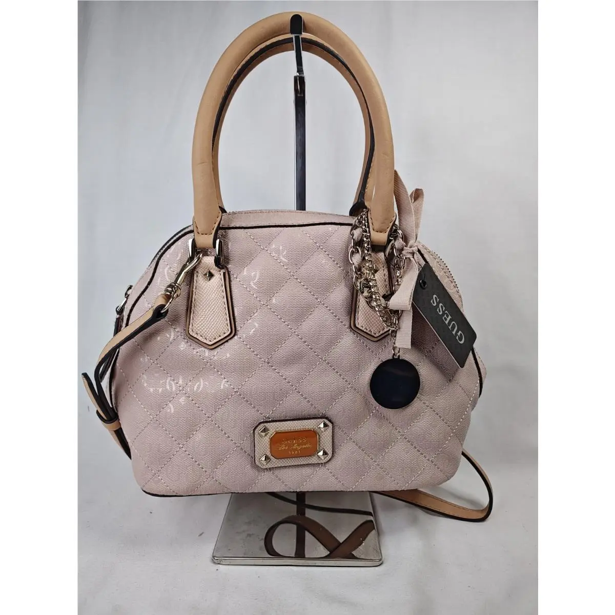 Guess Juliet Dome Satchel Bag Light Rose Quilted Crossbody SG480905