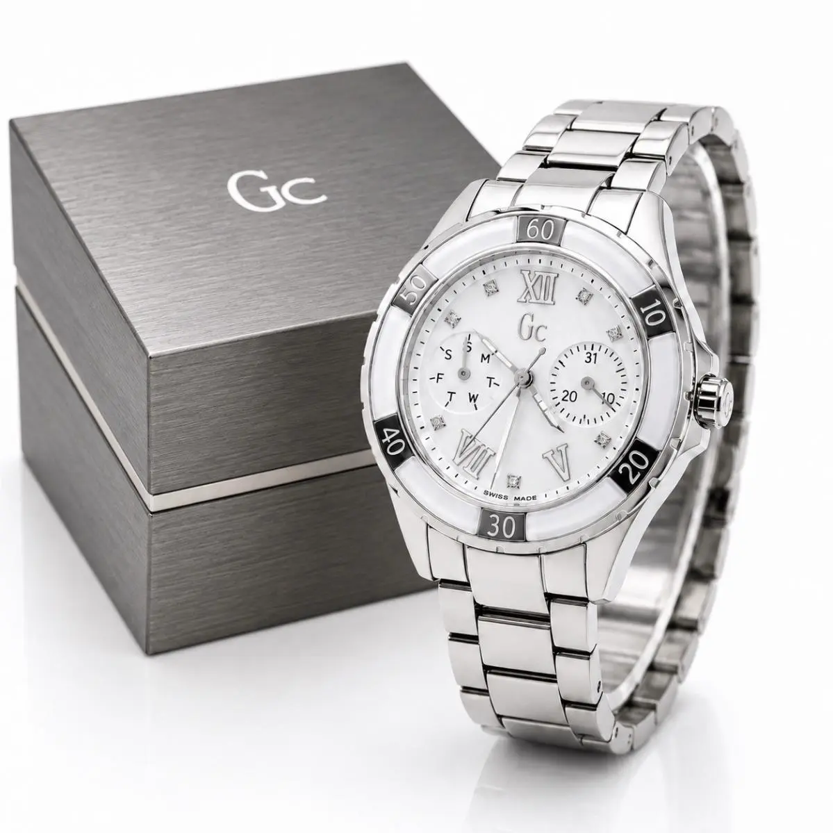 Collection X75102L1S Women White Dial Stainless Steel Quartz Analog Watch by Guess
