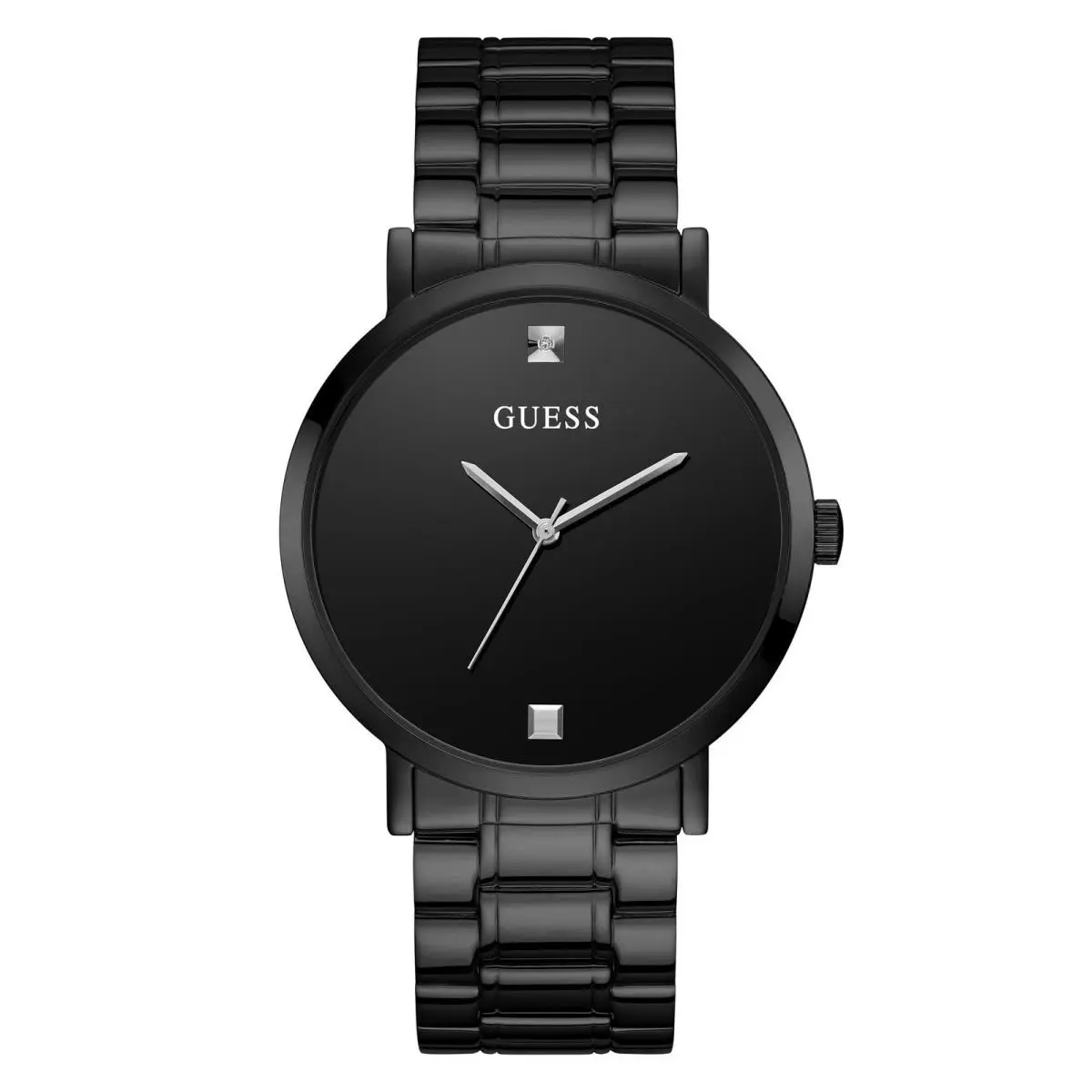 Stainless Steel Diamond Dial Watch Model: Black/black/black by Guess