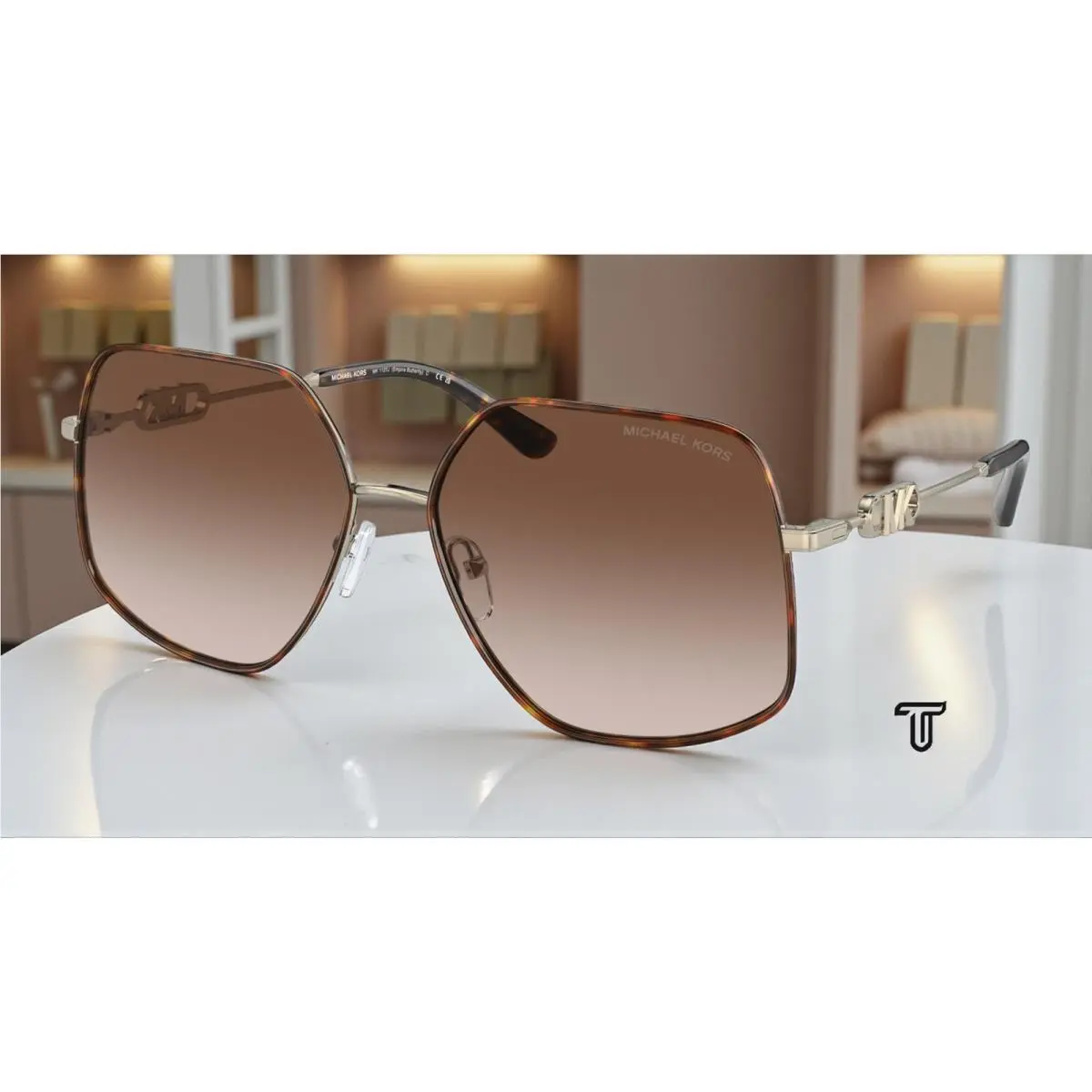 MK1127J 101413 Empire Butterfly Gold Brown 59 mm Women`s Sunglasses by Michael Kors
