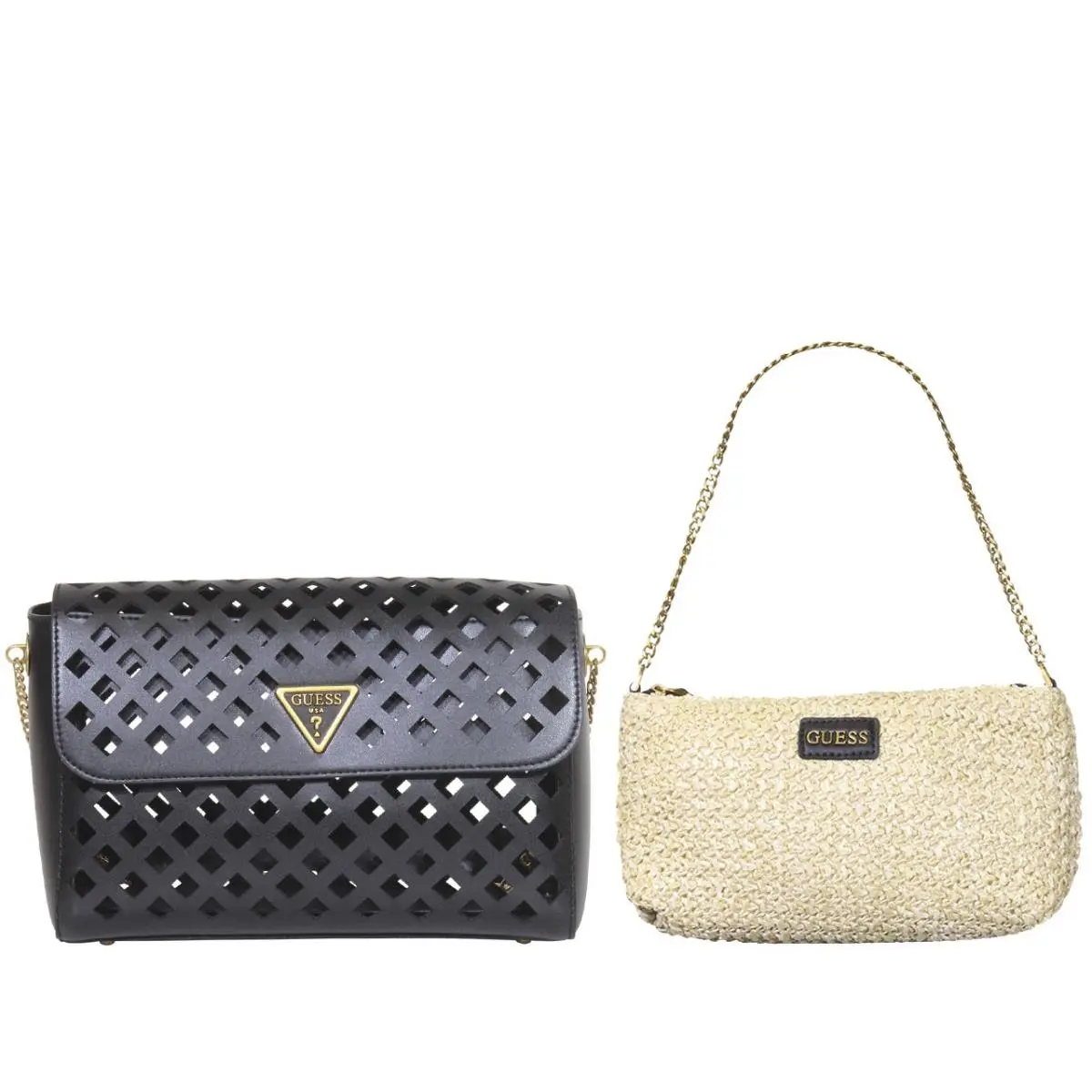 Guess Women`s Aqua Handbag Crossbody 2-Piece Set with Convertible Pouch Black
