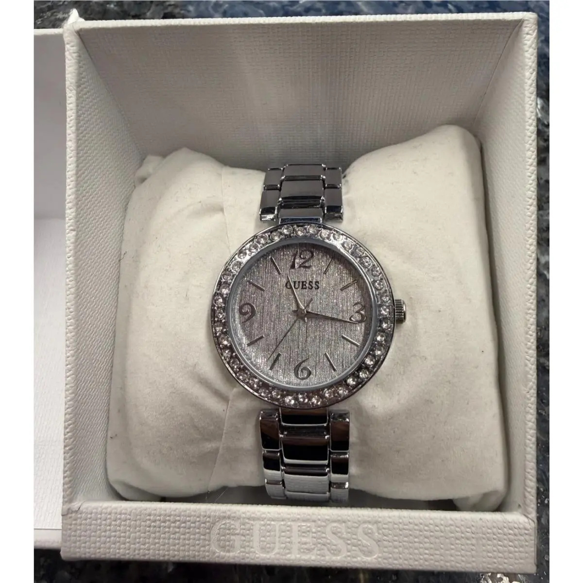ON  Rhinestone Silver Tone Analog Watch by Guess