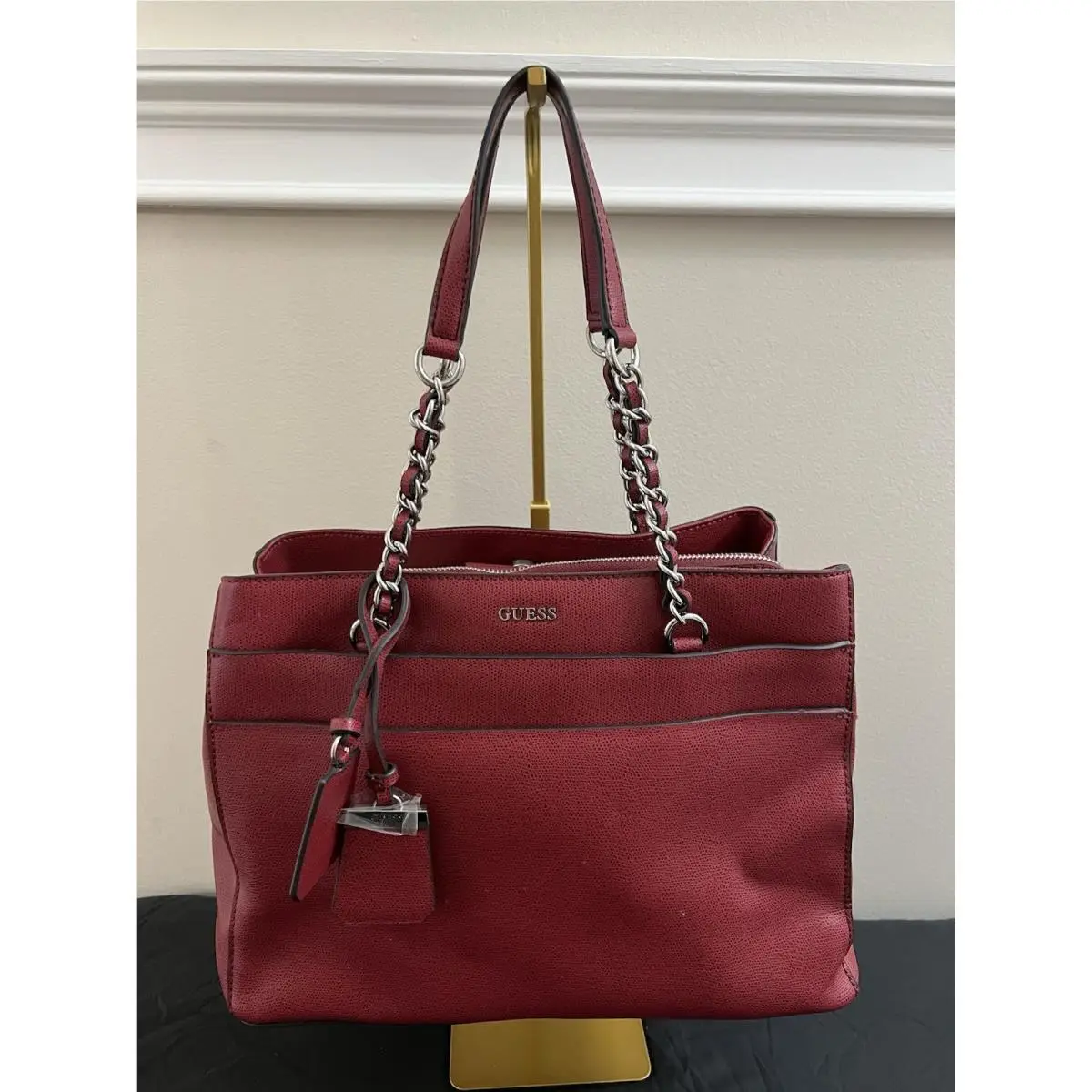 Katiana Chain Strap Girlfriend Shoulder Bag Red Laptop Large Purse by Guess