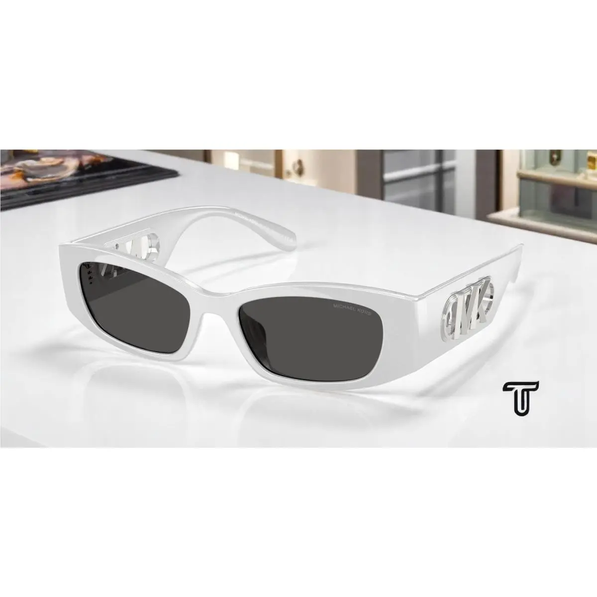 MK2243U 402387 Rhodes Silver Meta Dk Grey 52 mm Women`s Sunglasses by Michael Kors