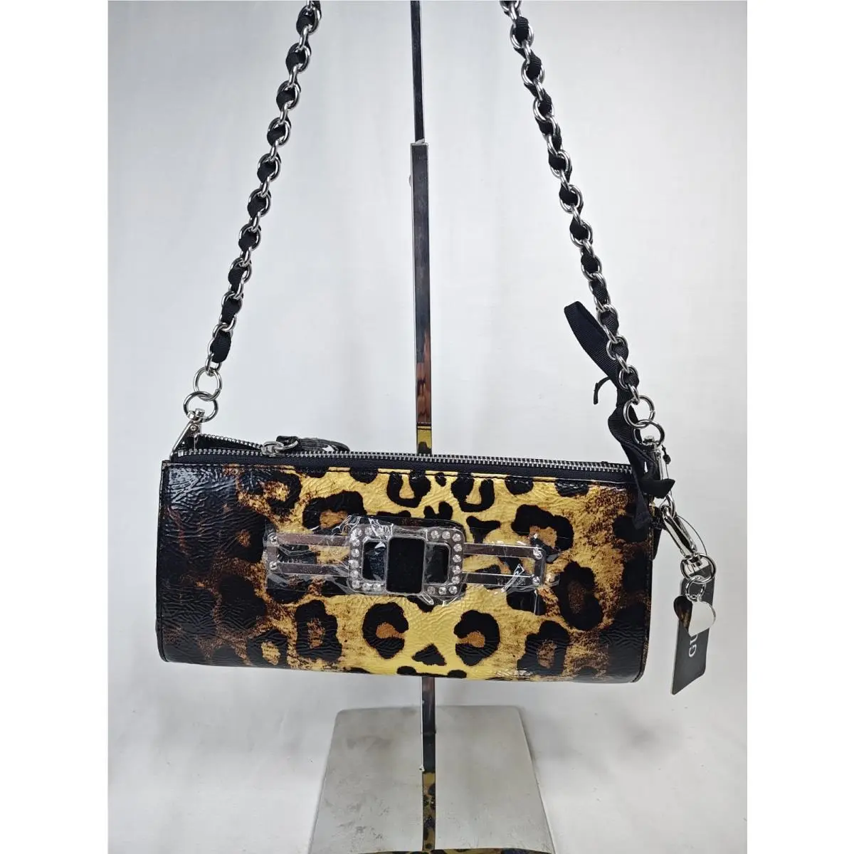 Guess Entice Leopard Gold Black Shoulder Bag Clutch LE253807