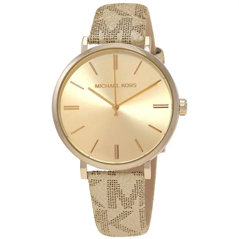 Michael Kors Addyson Gold Logo Metallic Pvc Straps Dial Watch MK2952