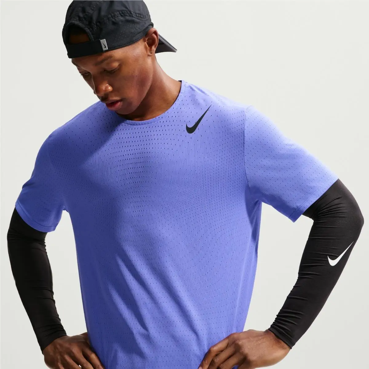 Nike Aeroswift Men`s Dri-fit Adv Running Shirt Blue HJ3377-570 Sz: S