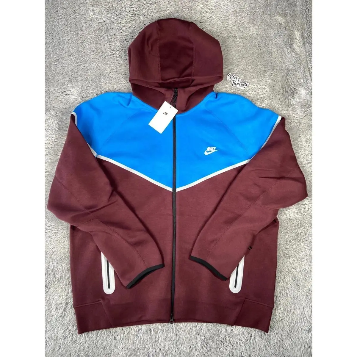 Tech Fleece Reflective Zip Hoodie Size 2XL Men Blue Burgundy HQ3746-652 by Nike