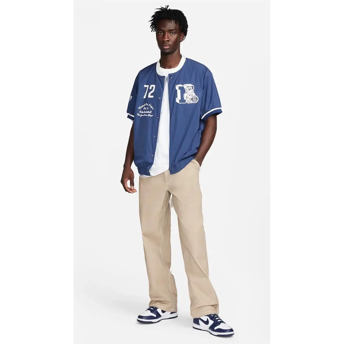 Nike Authentics Men`s Warm-up Shirt Midnight Navy FQ6170-410 Sz X-small