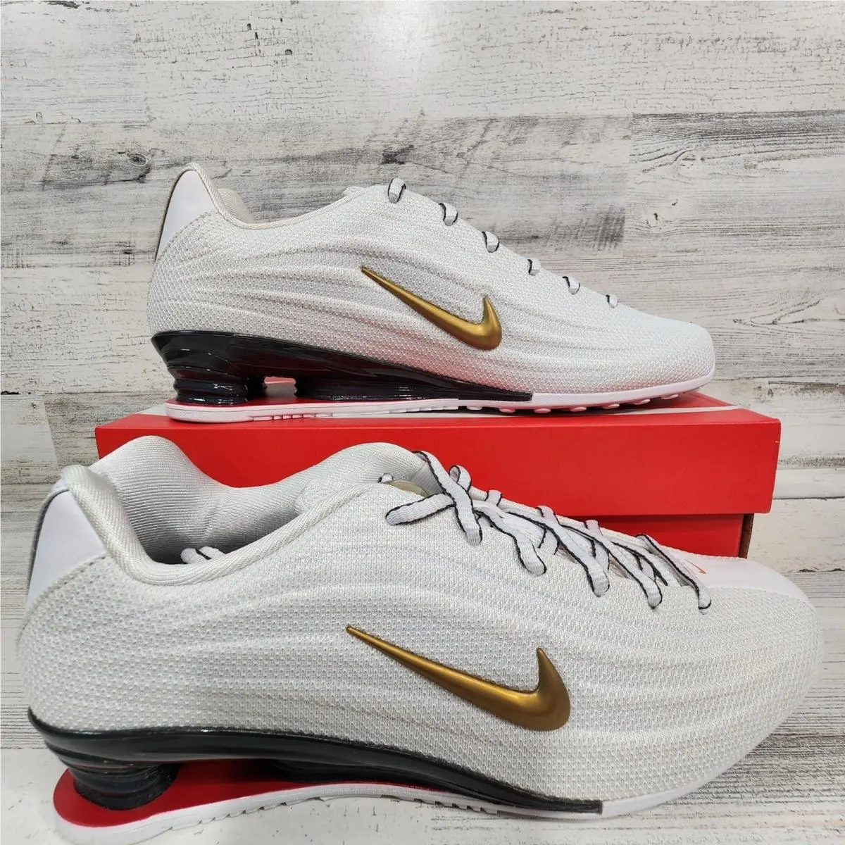 Nike Shox Z Shoes Women 9 White Gold Running Sneakers HQ7540-100
