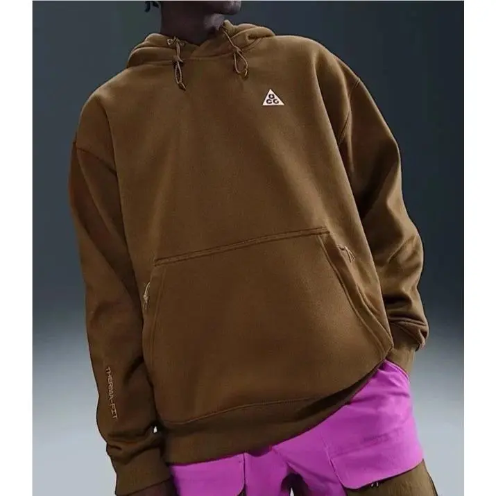 Men  Acg Tuff Fleece Pullover Hoodie Brown Oversized Fit DZ3392-235 Size XL by Nike