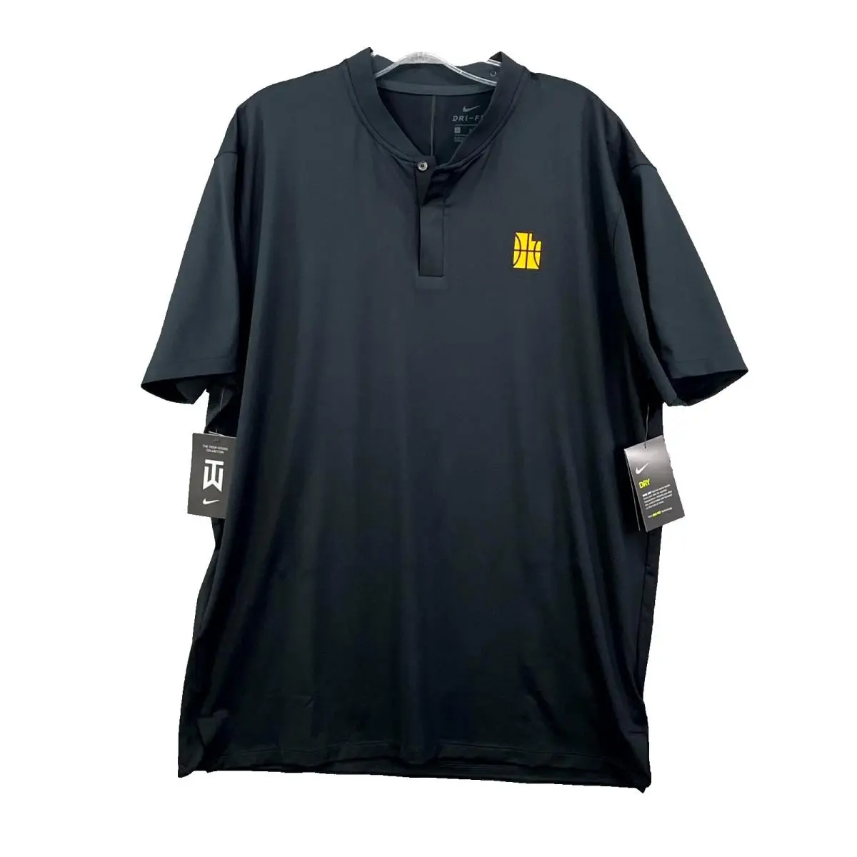 Nike Dri Fit Polo Shirt Mens Large Basketball Logo Blade Collar Tiger Woods Golf
