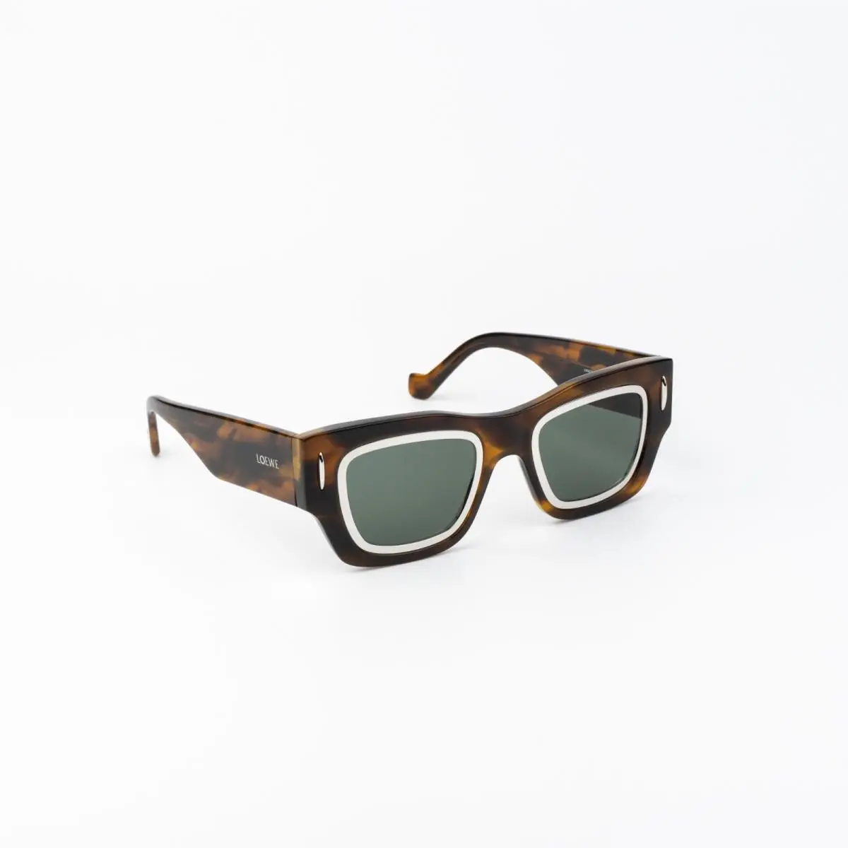 Men Sunglasses Havana Green Square LW40168I 52N by Loewe