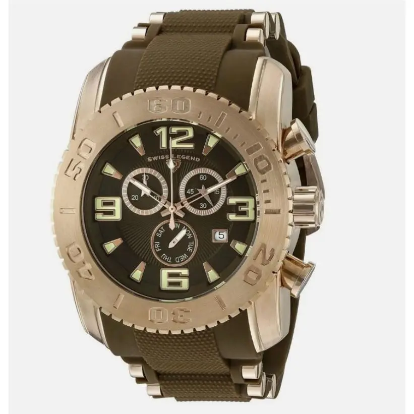 Men`s 10070-YG-04-BRWS Commander Analog Display Quartz Brown Watch by Swiss Legend